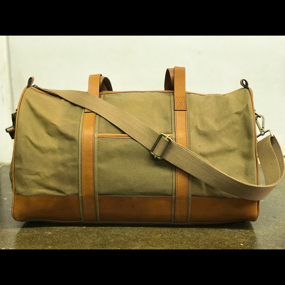 Khaki Canvas & Leather Duffle